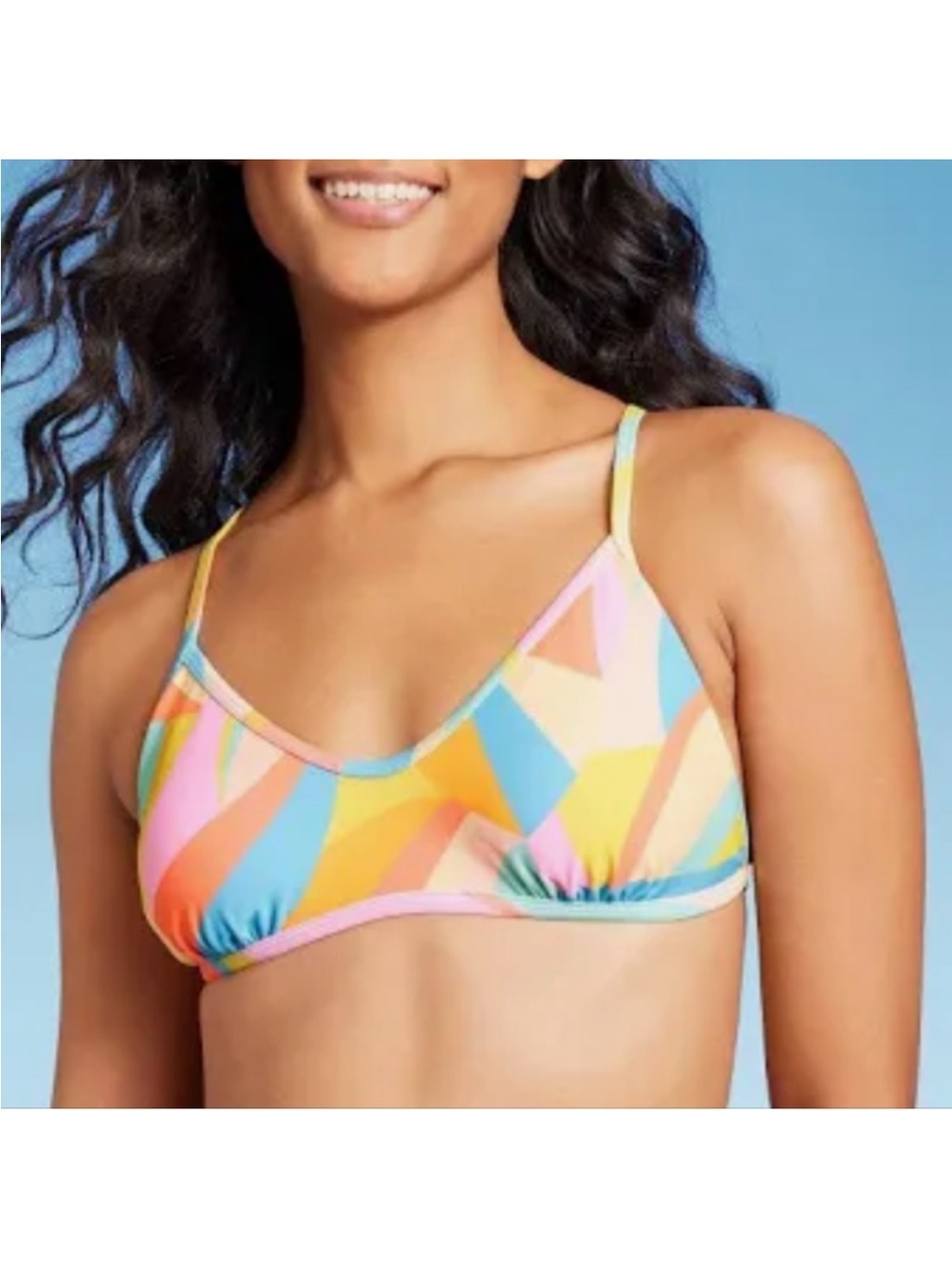 Multi-Color Geometric Bralette Swim Top - Women​